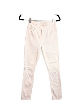 MOTHER Jeans Womens 25 White Denim The Stunner Ankle High Rise Skinny Button Fly